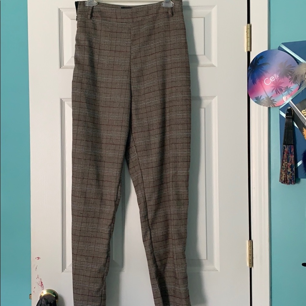 Wool checked (plaid) dress pants